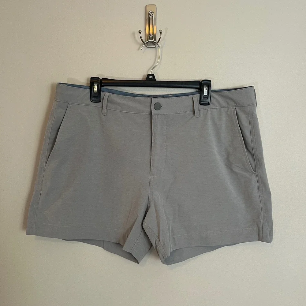 Faherty All Day Shorts Men 38 Grey Hybrid Water Land 5 Inch Inseam Casual
